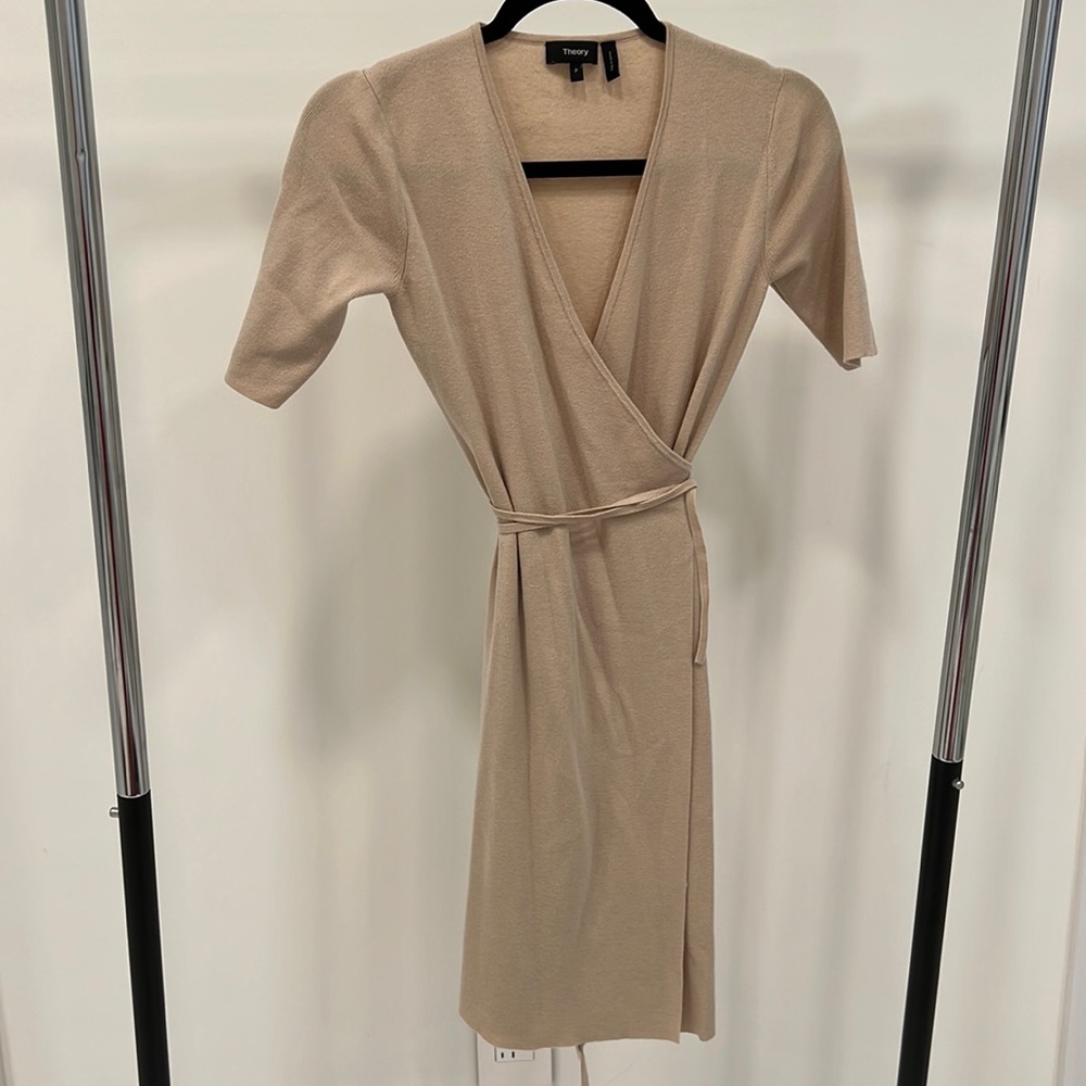Theory Beige Wrap Dress